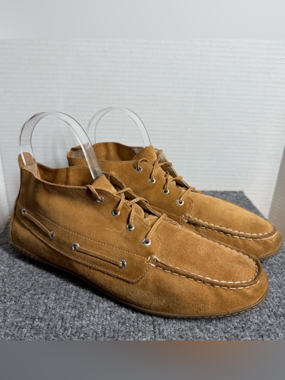 Sperry Bellport Women 10M Suede Boat Shoes Camel Moc Toe Ankle High 9349366